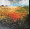 Orange Field blue cornflowers stormy sky framed