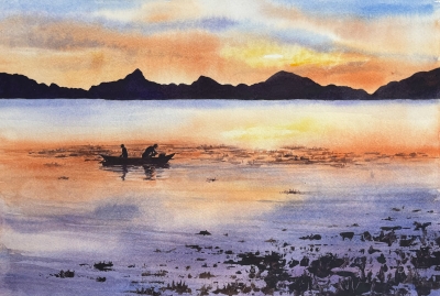 FISHING AT SUNSET 