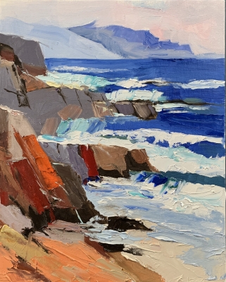 Seascape. Rocks, mountains, waves.