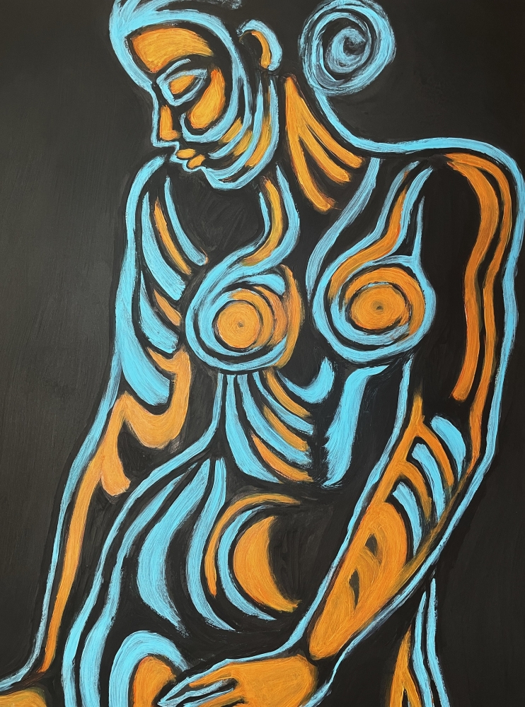 Painted Body Orange and Blue 3