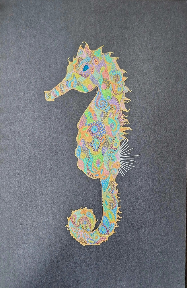 Seahorse on Black 