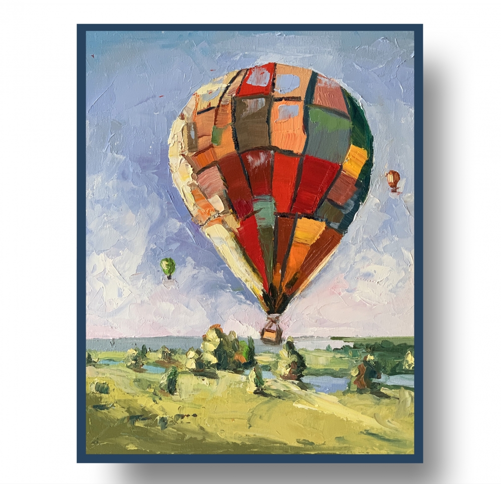 Landscape with an air balloon.