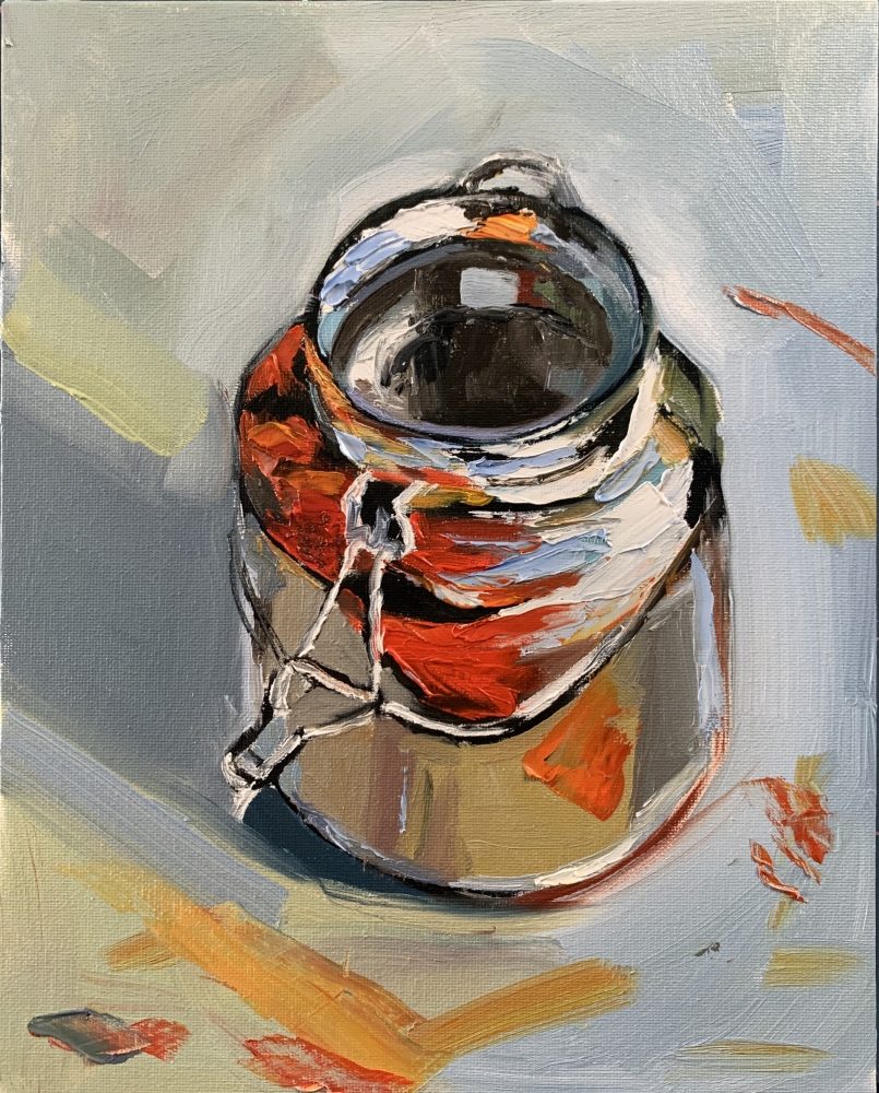 Silver jar. Still life.