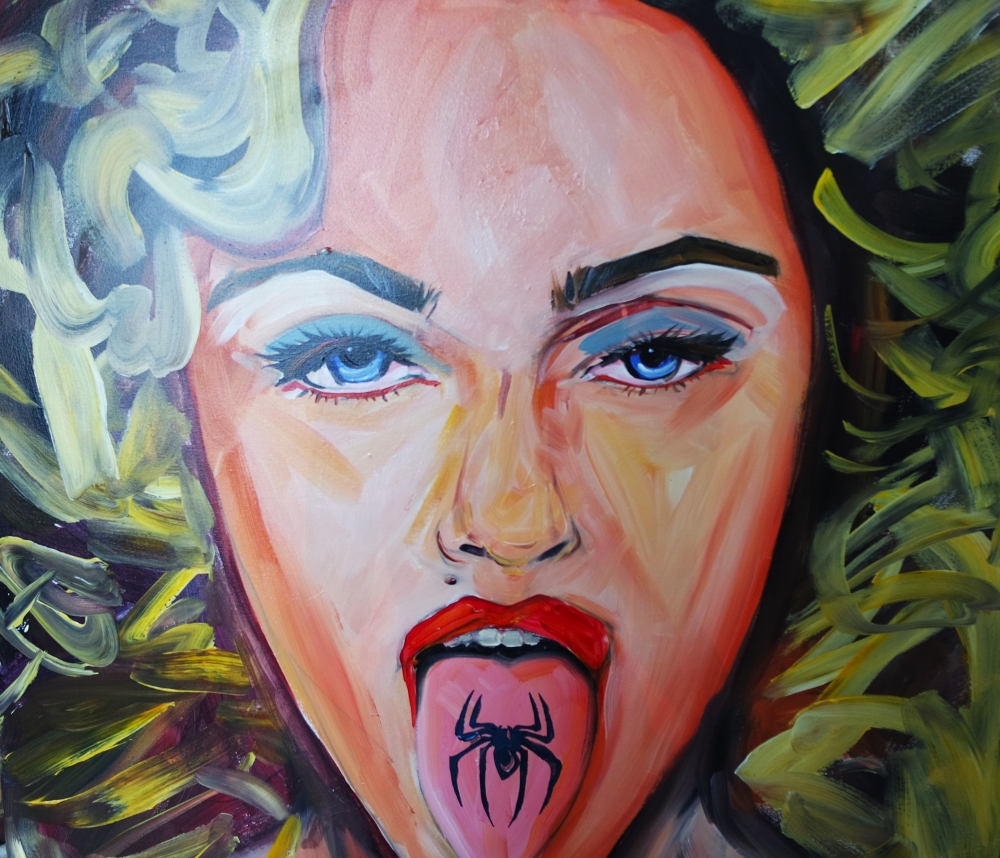 SOLD Portrait Madonna Black widow Spider Tongue 750