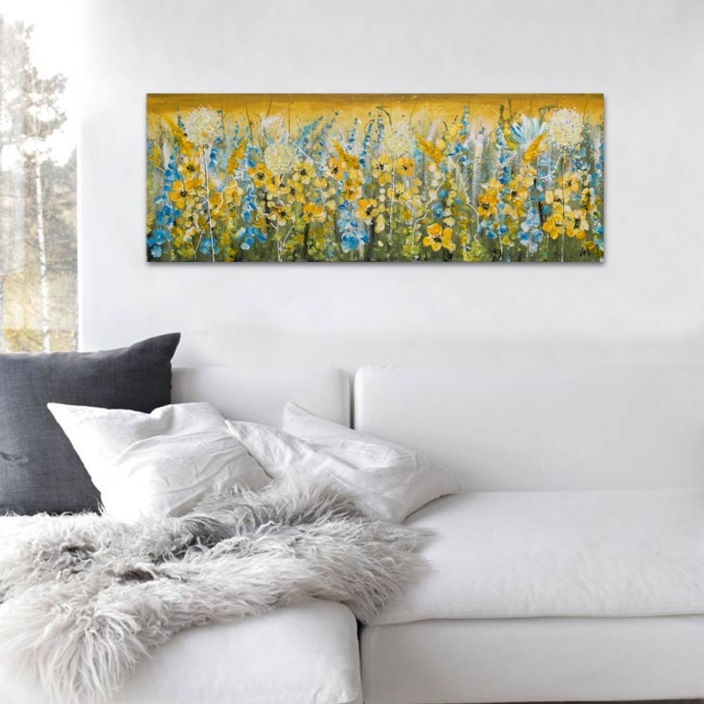 Yellow and Blue Floral Landscape