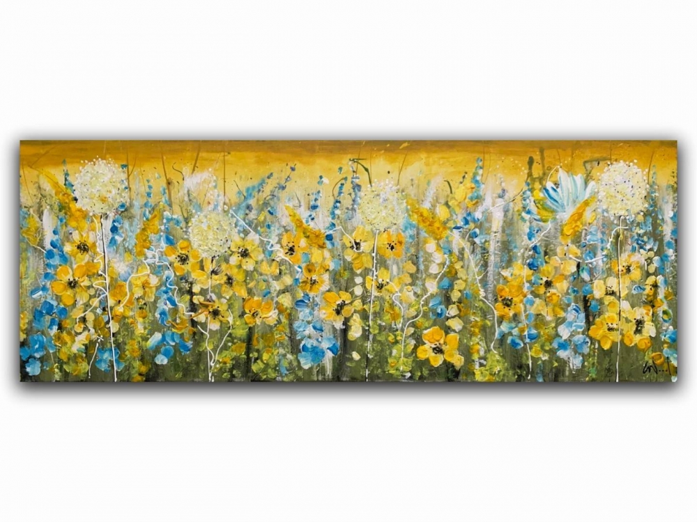 Yellow and Blue Floral Landscape