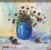 Cherries in Blue Vase