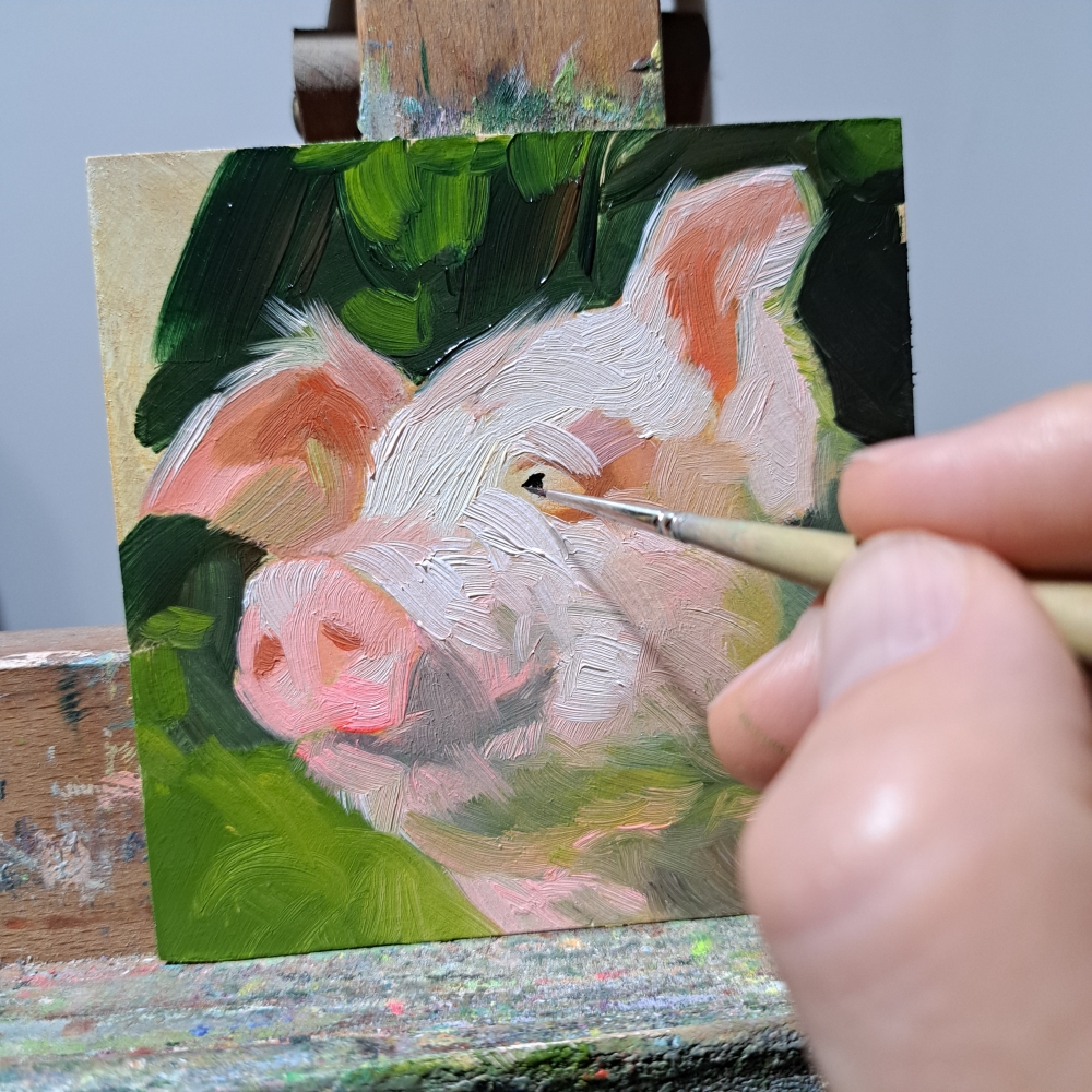 Pink pig painting