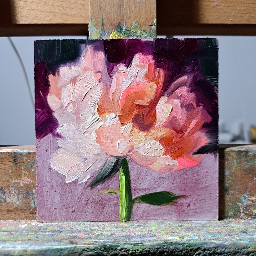 Pink peony painting