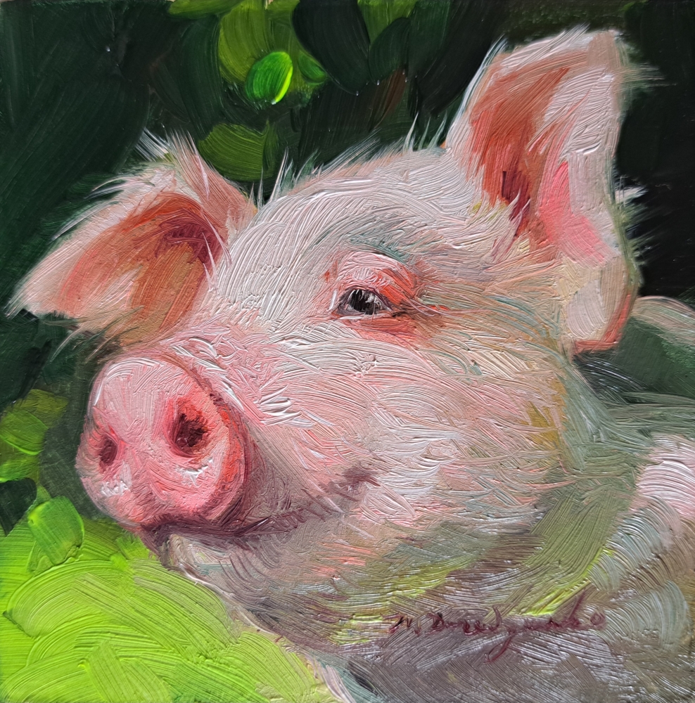 Pink pig painting