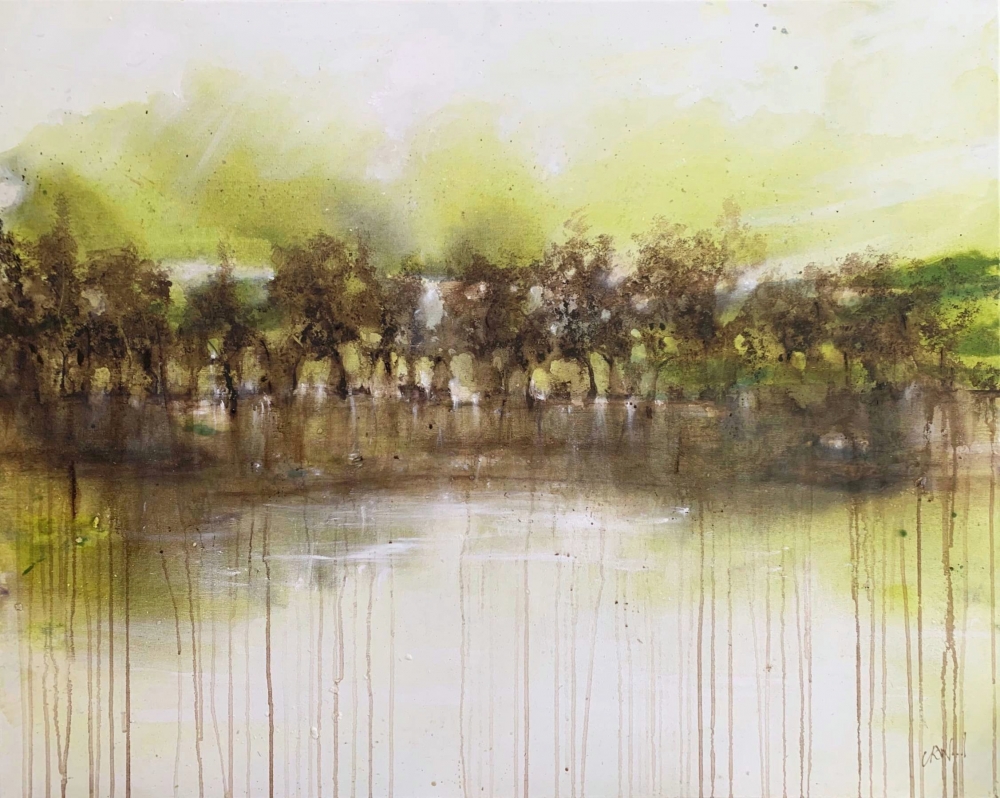 Large Abstract Olive tree reflections landscape 