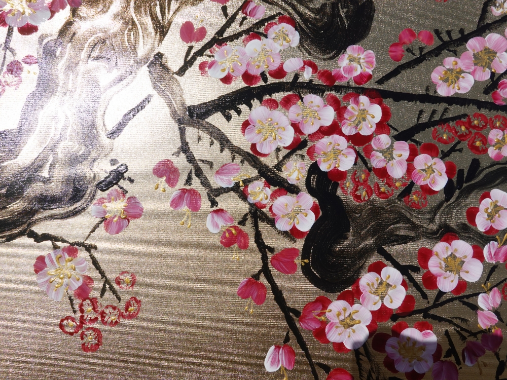 Japanese sakura J337 - gold diptych