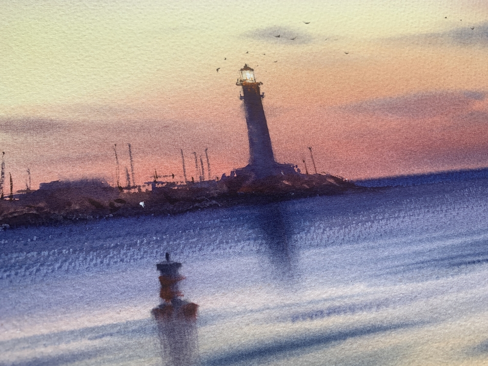 Sunset on the sea, Lighthouse, #4