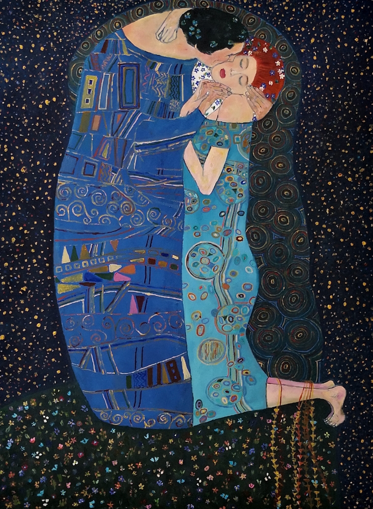 \"The Kiss in blue\" (A free copy ) Gustav Klimt