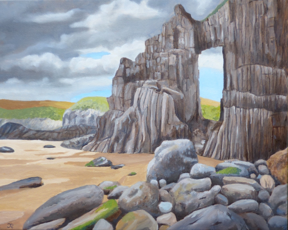 An original oil painting of the Church Doors, near Tenby.Pembrokeshire.