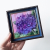 Hydrangea blue painting original oil artwork gift 4x4 flower small art framed