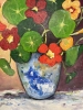 Nasturtiums blue & white vase