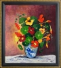 Nasturtiums blue & white vase