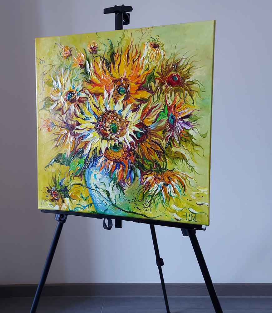 Sunflowers in a Cobalt Blue Vase