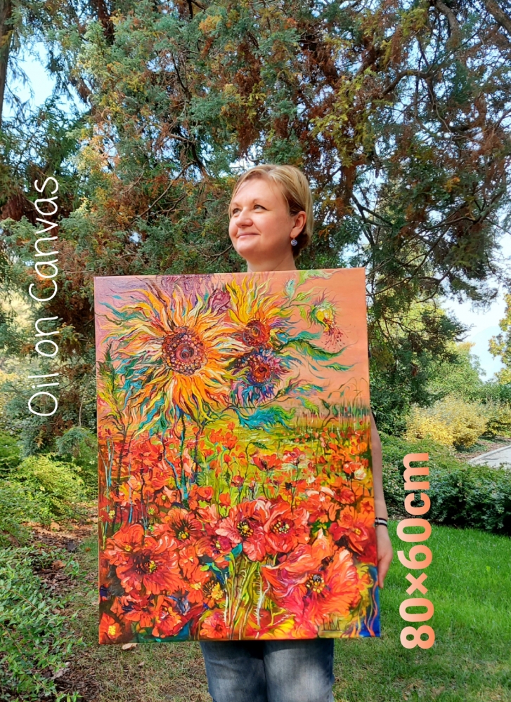 Sunflowers and Poppies Flower Field