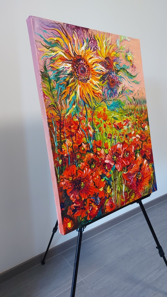 Sunflowers and Poppies Flower Field