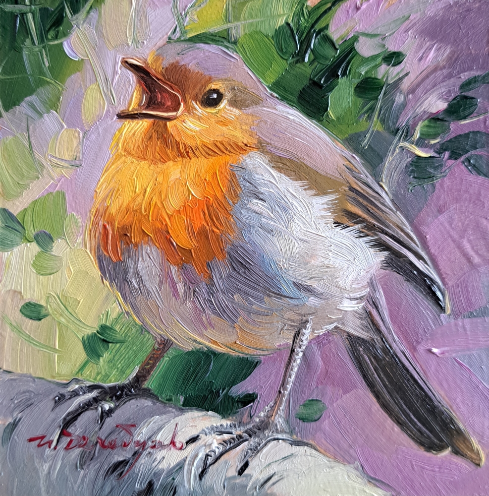 Robin bird - I - painting