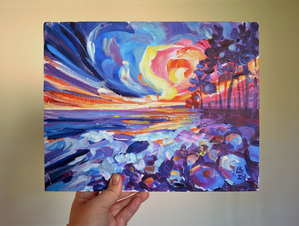 Celestial Sunset by the Sea Painting