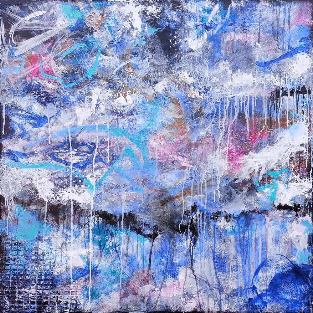 XXL Abstract Beyond the Clouds 90 x 90 cm