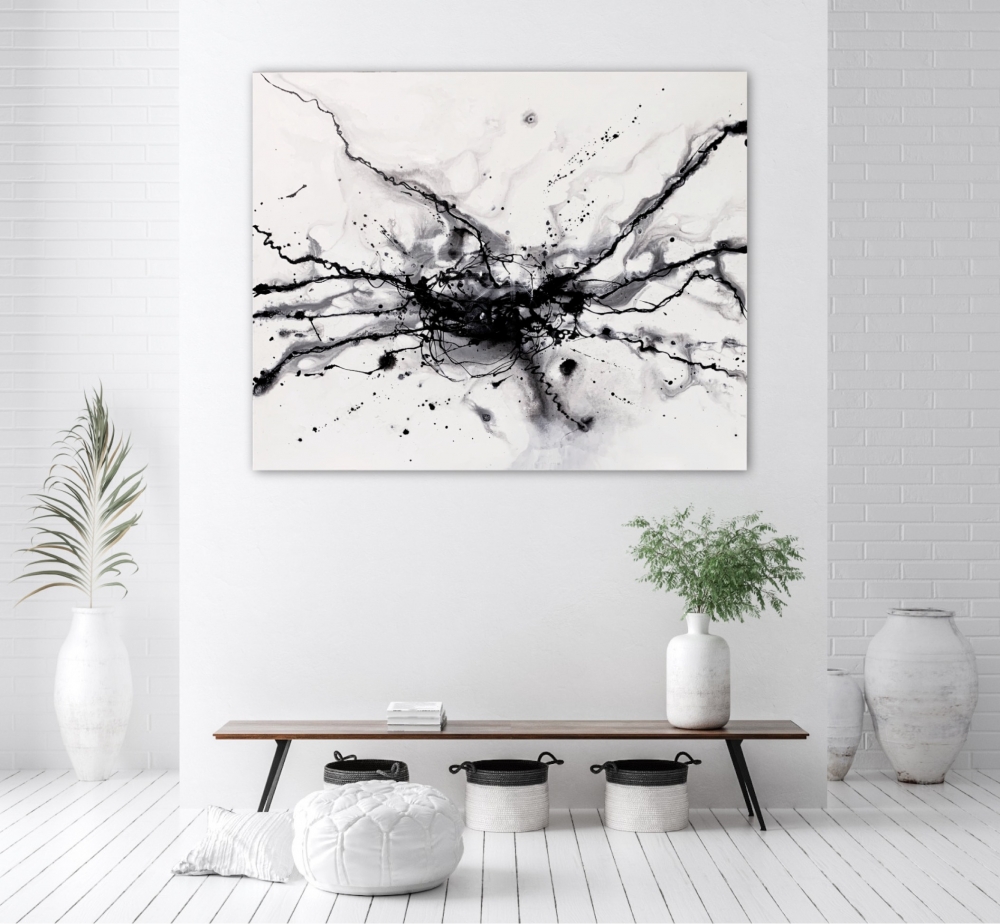 Large Black and white Nebula Abstract