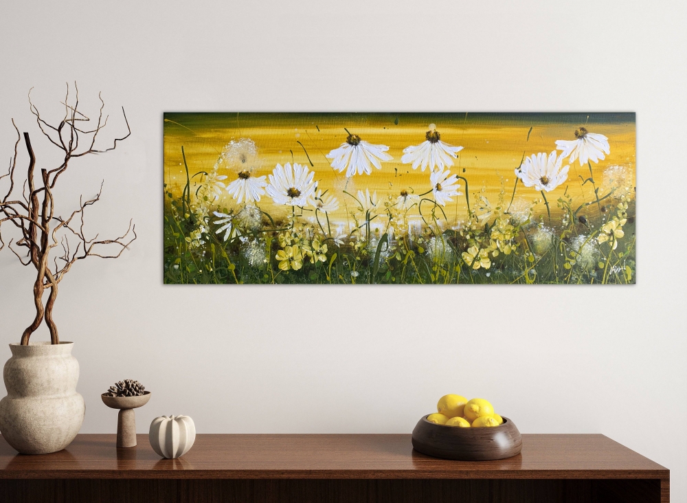 Yellow Olive Landscape and Daisies 1