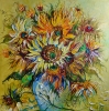 Sunflowers in a Cobalt Blue Vase