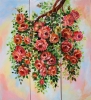 Hanging roses, oil painting on 3 canvases