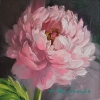 Pink peony flower art oil painting original, Floral wall art peony Fine gift for her, Miniature artwork oil unique peonies Small art framed