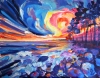 Celestial Sunset by the Sea Painting