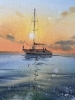 Yacht in the sea at sunset #12