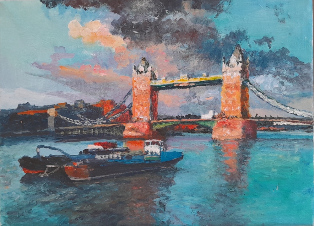 Tower Bridge with barges