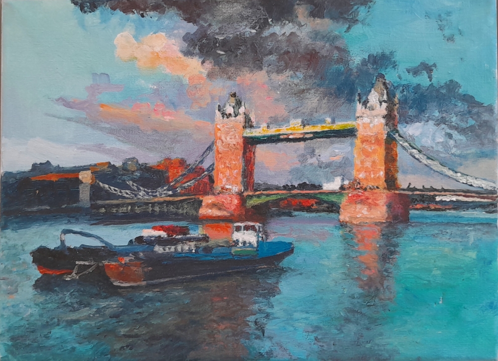 Tower Bridge with barges