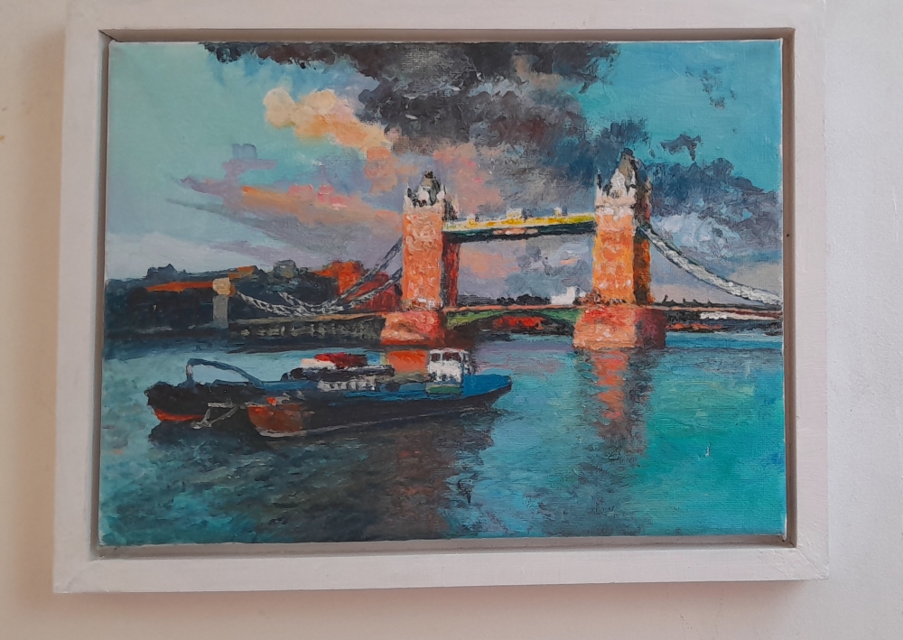 Tower Bridge with barges