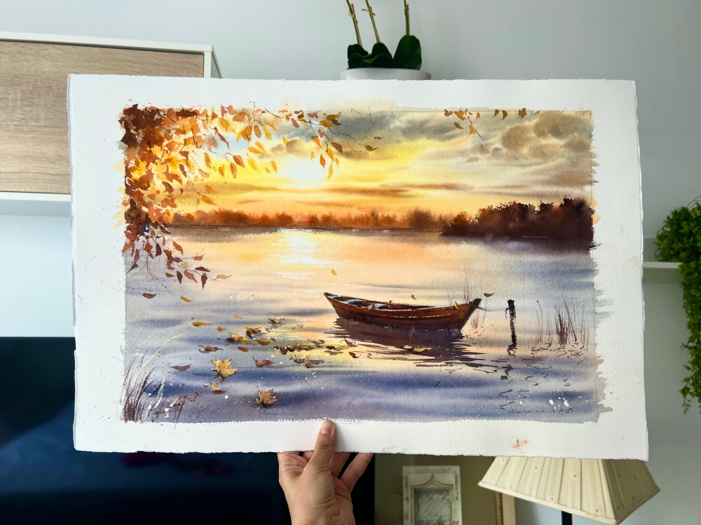 Autumn Sunset Boat