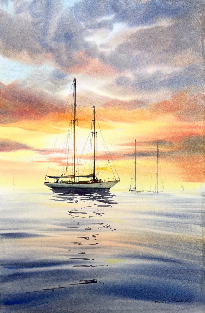 Yachts at sunset #18