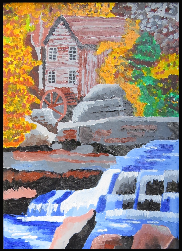 Water fall and water wheel