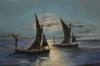 Sailing  Barges in the Moonlight