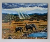 Elephants in landscape 