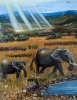 Elephants in landscape 