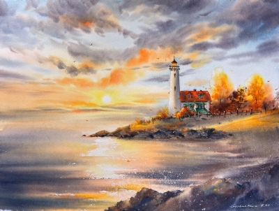 Lighthouse at sunset #3