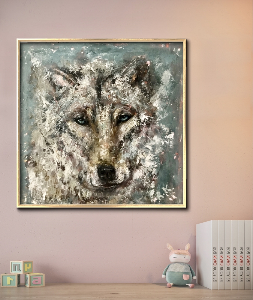 Wolf oil painting 