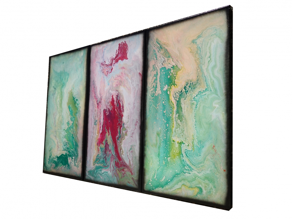 Fluid Abstract paintings A1117 - large triptych