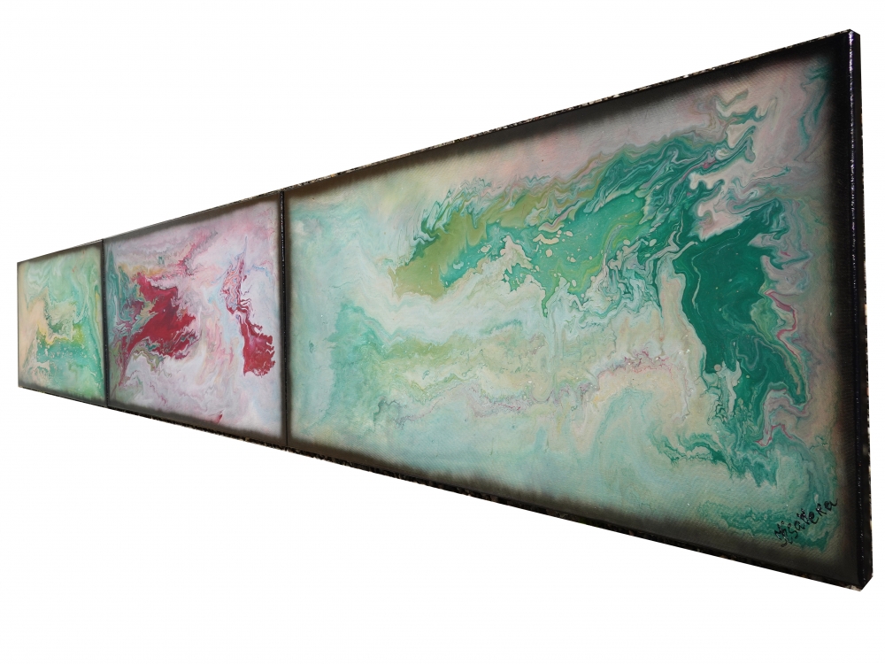 Fluid Abstract paintings A1117 - large triptych