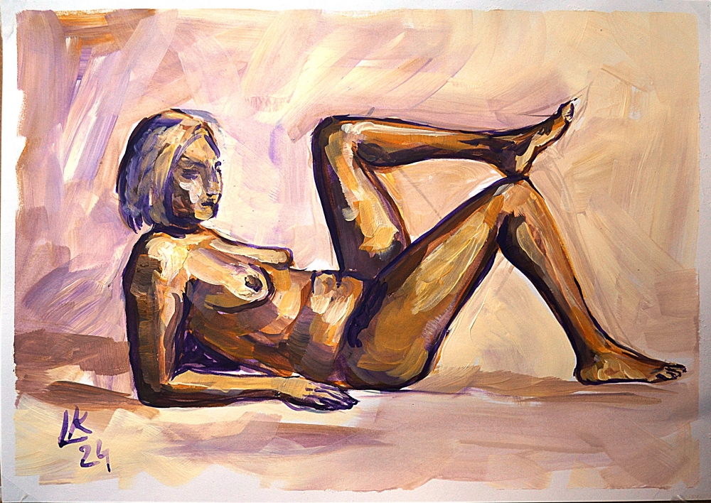 Nude woman with dark skin