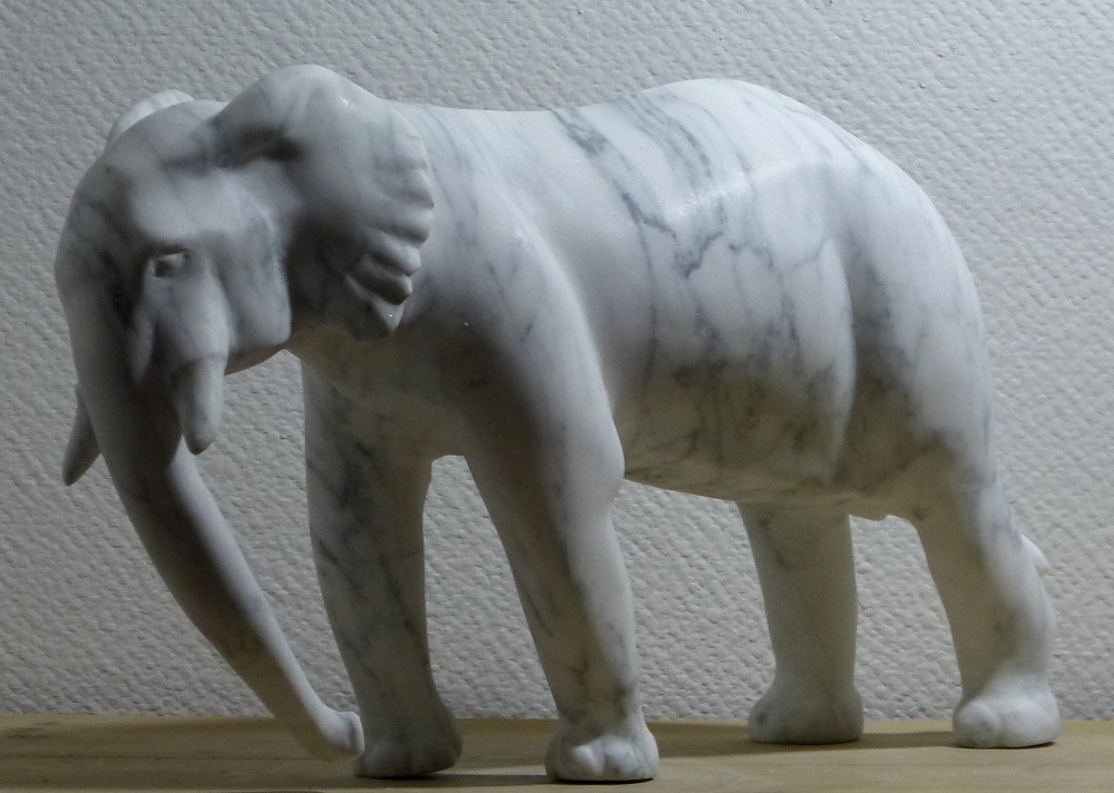 Carrara Marble Wild Animal - Elephant 1